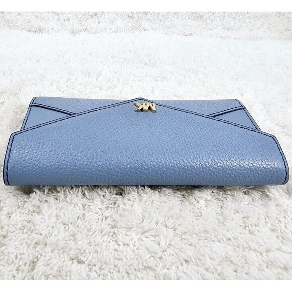MICHAEL KORS Money Pieces Large Blue Pebble Leather Tri-Fold Envelope Wallet - Picture 10 of 16